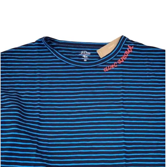 NWT J. Crew Blue Stripe W/ Embroidered "Avec Amour" T-shirt - SIZE S - Picture 4 of 10